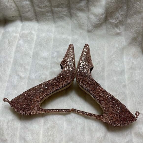 Just Fab Lousana Rose gold glitter slip on heels pointed toe size 9.5 - Picture 6 of 11
